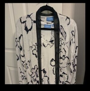 Simply Vera Vera Wang Abstract Print Cardigan Tank Set Gray Black Size L And XL